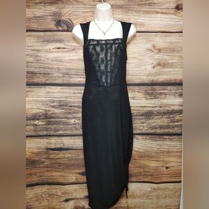 Intimately  By Free People Black Asymmetrical Slip Dress Size M NWOT